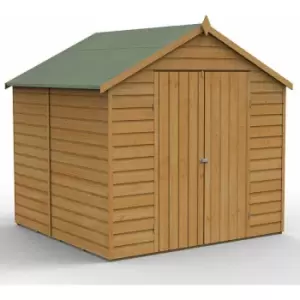 Image of 7' x 7' Forest Shiplap Dip Treated Windowless Double Door Apex Wooden Shed (2.32m x 2.12m) - Golden Brown