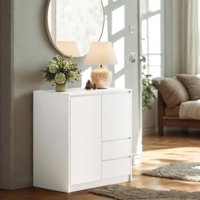 Image of Pirlo Plush Modern Sideboard Buffet Cabinet With Drawers Storage Furniture in White White Unisex