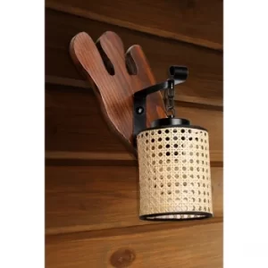 Image of Aydan ceviz rattan abajurlu aplik Light Brown Wall Lamp
