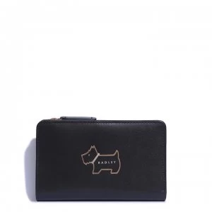 Image of Radley Heritage Dog Outline Medium Ziptop Purse - Black
