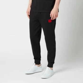 Image of HUGO Mens Red Logo Patch Sweatpants - Black - M