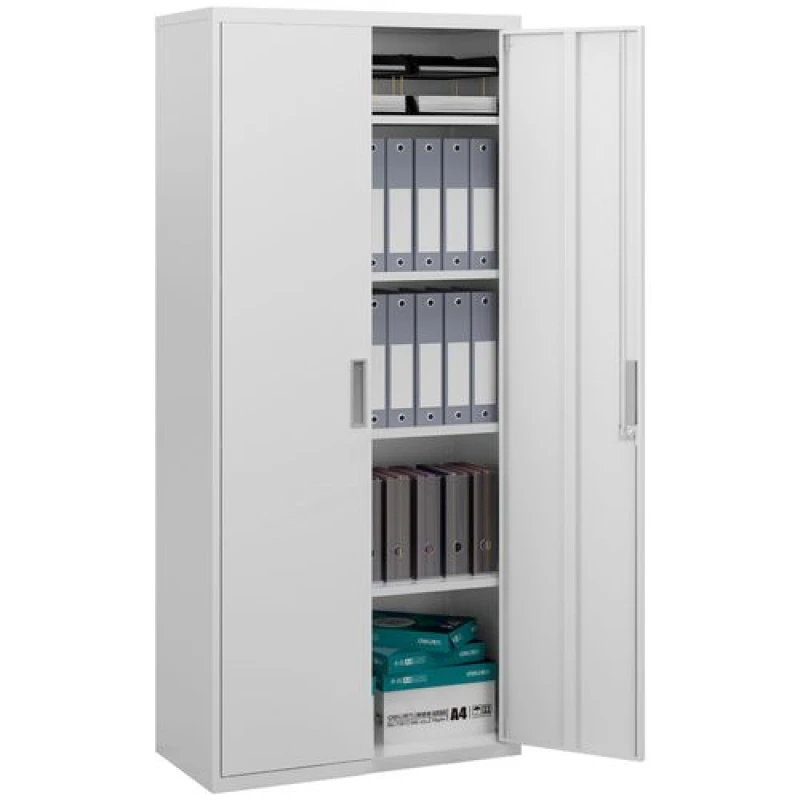 Image of HOMCOM Lockable Metal Cabinet With 2 Doors, File Cabinet For Home Office, White 924-084V00WT