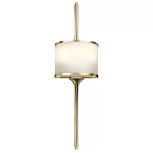 Image of IP44 Twin Wall Light Mid Way Integral Glass Shade Polished Brass LED G9 3.5W