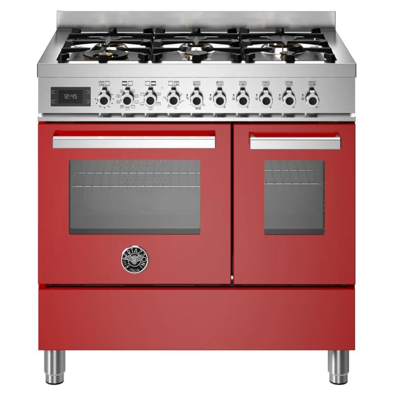 Image of Bertazzoni PRO96L2EROT 90cm Professional Dual Fuel Range Cooker - RED PRO96L2EROT