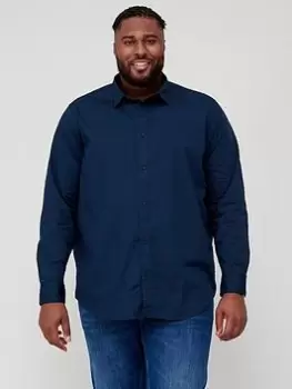 Image of Calvin Klein Big & Tall Slim Fit Stretch Poplin Shirt - Navy, Size 4XL, Men