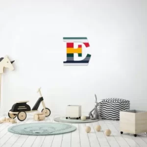 Image of Alphabet E 2 Multicolor Decorative Wooden Wall Accessory