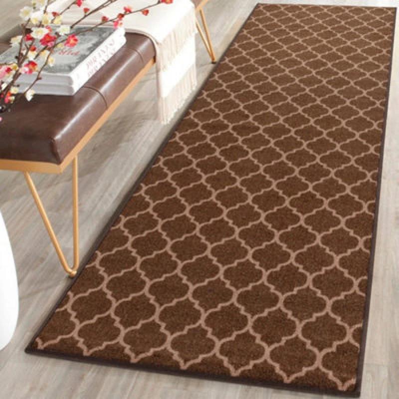 Image of Smart Living Smart Living Trellis Heavy Duty Machine Washable Hallway Kitchen Non Slip Door Mat in Brown Size: 80cm x 150cm Brown 80cm x 150cm Unise