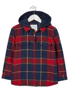 Image of Fatface Boys Zip Through Check Shacket - Multi