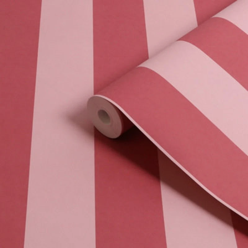 Image of Cath Kidston Canopy Stripe Pink & Red Stripped Wallpaper Wallpaper One Size Pink 71747106000
