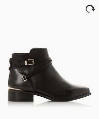 Image of Dune Black Leather 'Wf Pop' Wide Fit Ankle Boots - 3