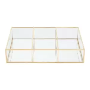 Image of Interiors by PH 3 Compartments Clear Glass Makeup Organiser