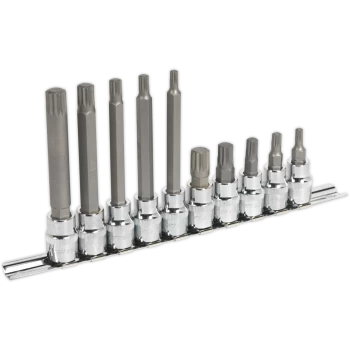 Image of Sealey 10 Piece 3/8" Drive Spline Socket Bit Set 3/8"