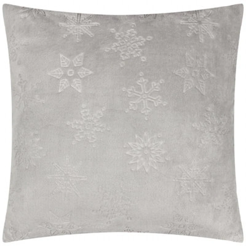 Image of Furn Furn Snowflakes Embossed Cushion in Grey Size: 50cm x 50cm Grey 50cm x 50cm Unisex 5025532350855
