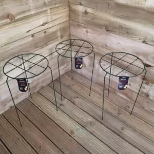 Image of Pack of 3 Tom Chambers Urban Dark Green Metal Herbaceous Garden Plant Support Grow Through Medium 50cm x 30cm
