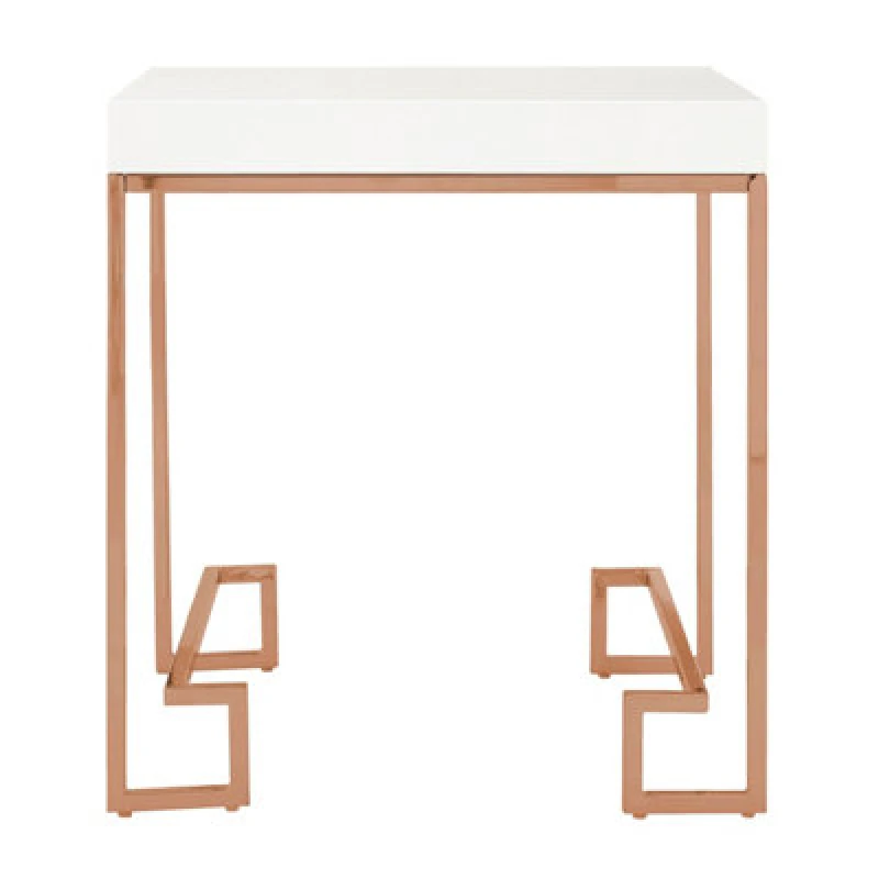 Image of Premier Housewares Contemporary Rose Gold Angled Legs End Table, Versatile Sitting Room Side Table, Sturdy Lounge Side Table Gold
