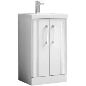 Image of Deco Satin White 500mm 2 Door Vanity Unit with 50mm Profile Basin - DPF123D - Satin White - Nuie