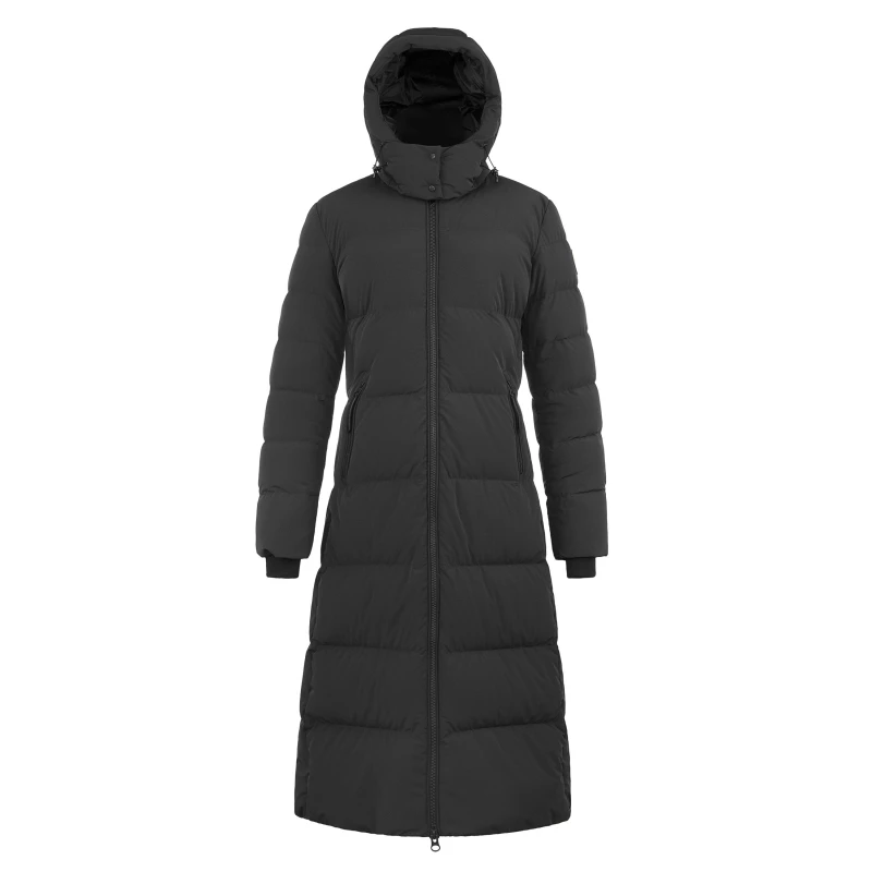 Image of Arctic Army Womens Orca XLng Puffer Calf Length Hooded Long Sleeve Long Puffer Jacket Black female 8 (XS)