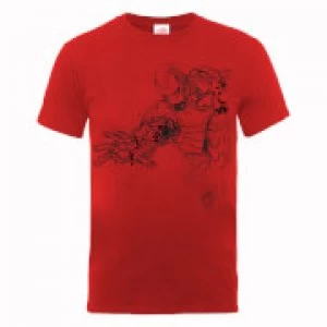 Image of Marvel Avengers Assemble Iron Man Mono Sketch T-Shirt - Red - M