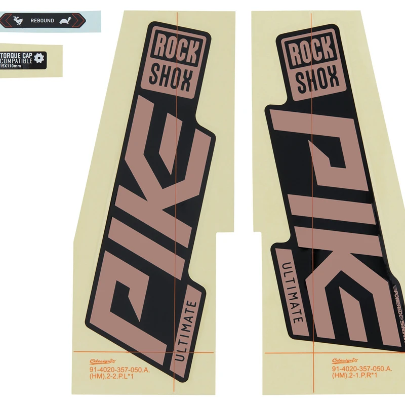 Image of Sram Rockshox Fork Decal Kit Pike Ultimate 2729 2021 MATTE COPPER FOILHIGH GLOSS BLACK NO SIZE MATTE COPPER FOIL/HI