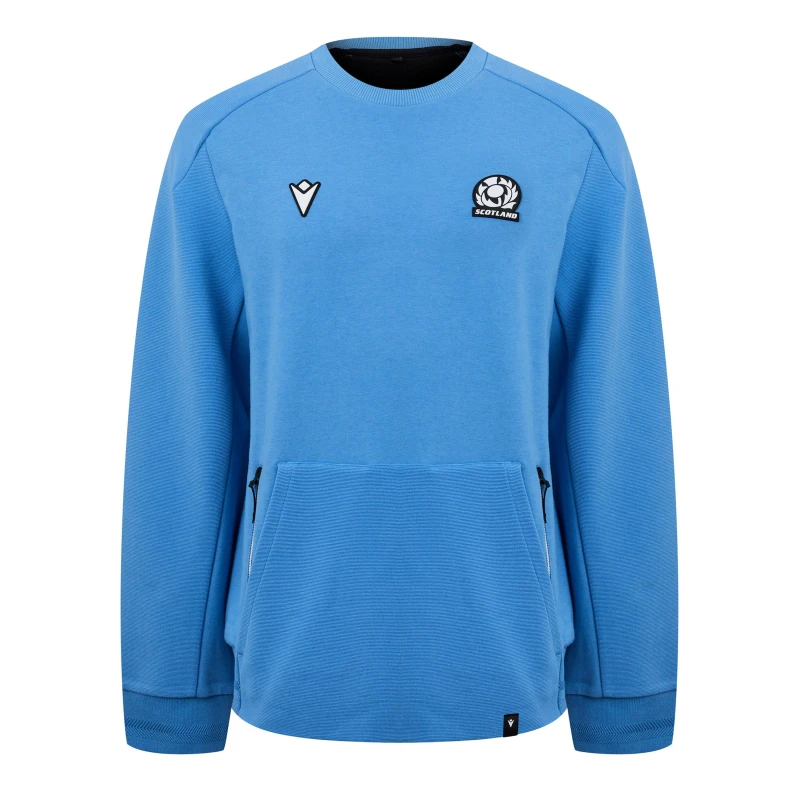 Image of Macron Scotland Rugby Union Training Sweatshirt 2024 Adults - Blue Blue S
