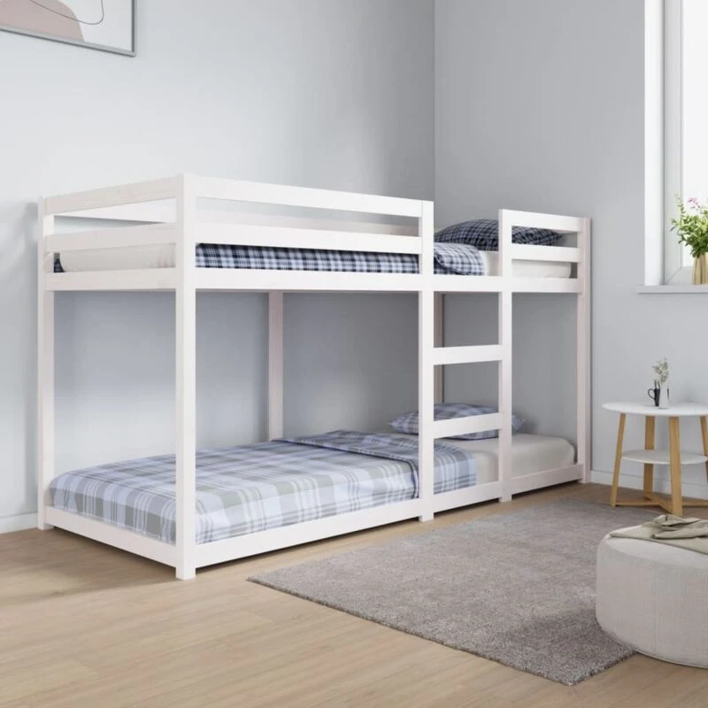 Image of vidaXL Bunk Bed White 80x200cm Solid Wood Pine, White 821650