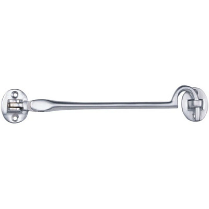 Image of Loops Heavy Duty Cabin Hook & Eye Satin Chrome 202mm Arm Cabinet Hatch Lock Multi