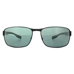 Image of Rectangle Dark Ruthenium Grey Green Polarized Sunglasses