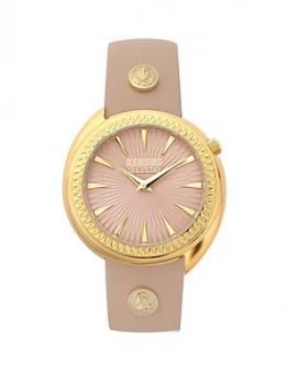 Image of Versus Versace Blush And Gold Detail Dial Blush Leather Strap Ladies Watch