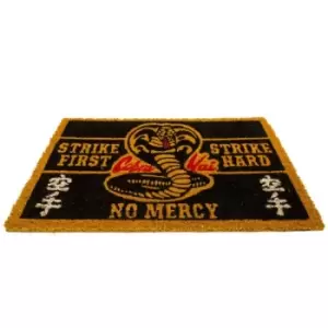 Image of Cobra Kai No Mercy Door Mat (One Size) (Black/Yellow) - Black/Yellow