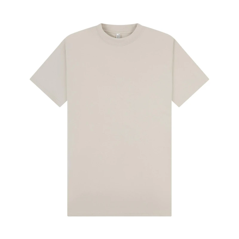 Image of Casual Classics Mens Combed Ringspun Cotton Extended Neckline Oversized T-Shirt in Stone Size: XS Stone Male XS