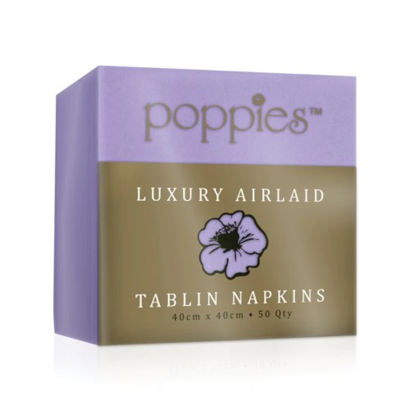 Image of Poppies Tablin Napkins 4 Fold 40cm Lilac (500 Pack) 4044LC