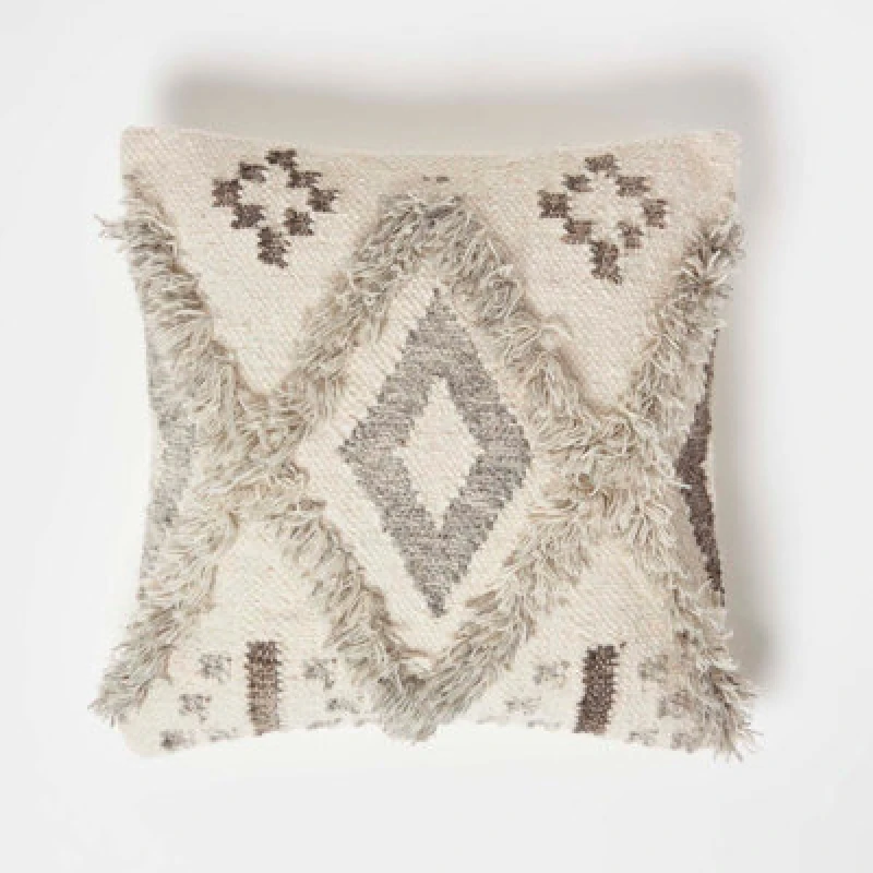 Image of Homescapes Alta Handwoven Tufted Beige Kilim Cushion 45 X 45 Cm