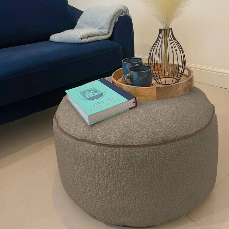 Image of rucomfy Beanbags rucomfy Indoor Bean Bag Pouffe - Snug Drum Footstool in Beige Size: Medium Beige Unisex Medium