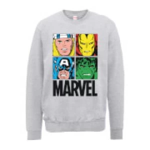 Image of Marvel Multi Colour Main Tile Mens Grey Sweatshirt - XL - Grey