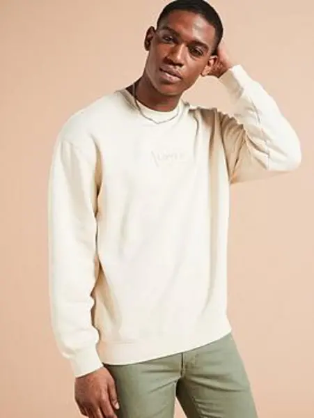 Image of Levis Relaxed Fit Graphic Crewneck Sweatshirt Cream Male L 210451UK