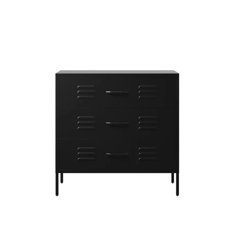 Image of SO'HOME Serena Industrial Metal 3 Drawer Chest Black ONE SIZE