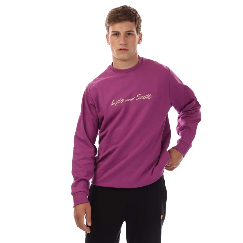 Image of Lyle and Scott Script Sweatshirt Purple male M