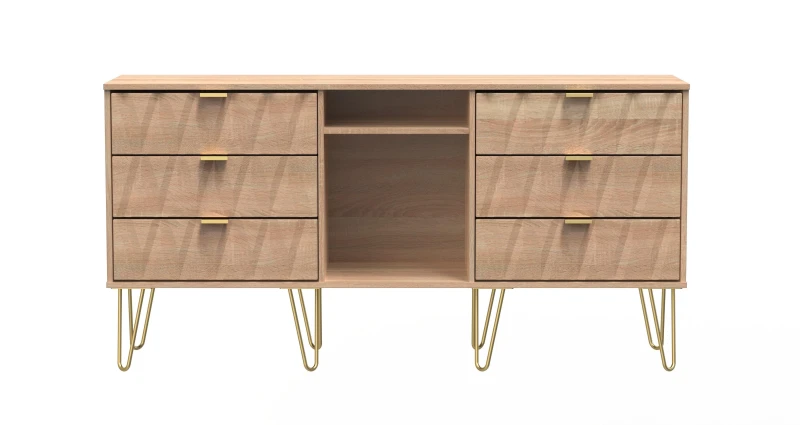 Image of Dallas 6 Drawer Sideboard In Bardolino Oak (Ready Assembled)