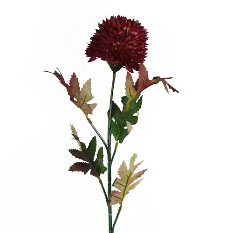 Image of Leaf 70cm Large Ball Dahlia Artificial Flower Stem Pink