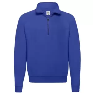 Image of Fruit Of The Loom Mens Zip Neck Sweatshirt Top (M) (Royal)
