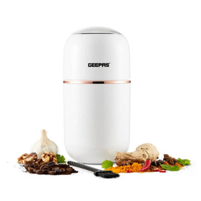 Image of Geepas 80g Coffee Grinder Stainless Steel Blades Dried Spice Nuts Herbs Mill 200W White White