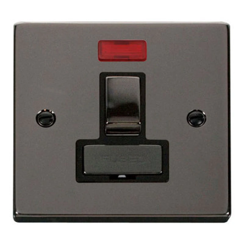 Image of SE Home Black Nickel 13A Fused Ingot Connection Unit Switched With Neon Black