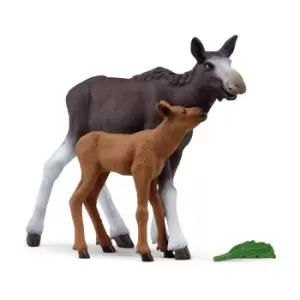 Image of Schleich Wild Life National Geographic Kids Moose with Calf Toy...