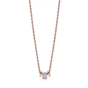 Image of Guess Rose Gold Tone Crystal Logo Charm Necklace