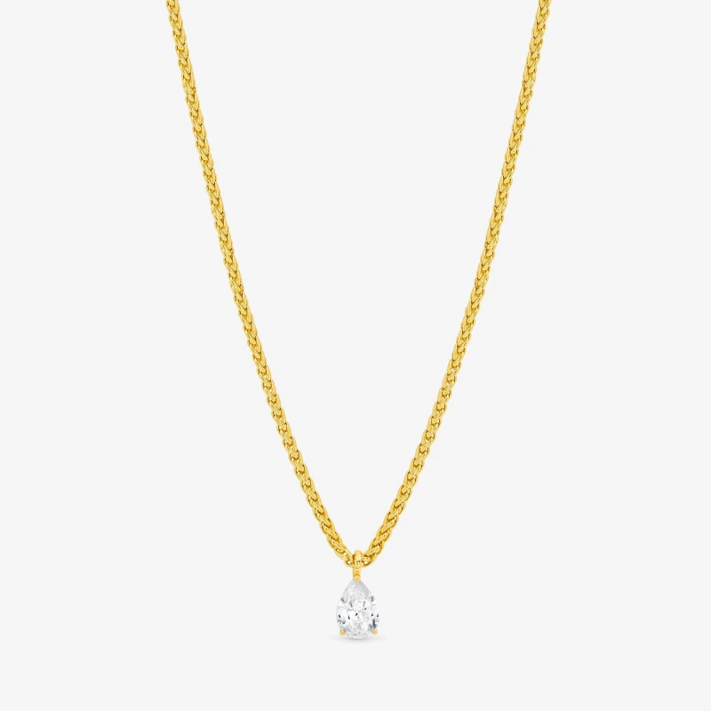Image of Jon Richard 18K Gold Plated Chain CZ Peardrop Necklace Pendant Necklaces One Size Gold 73393110000