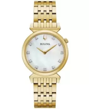 Image of Bulova Regetta Mother of Pearl Dial Yellow Gold Stainless Steel Unisex Watch 97P149 97P149