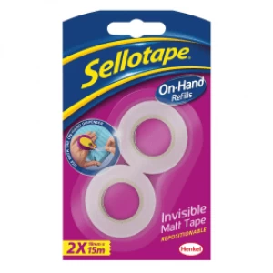Image of Sellotape On-Hand Invisible Refills 15m 2 pack