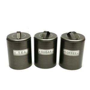 Image of Brushed Tin Tea/Coffee/Sugar Canisters