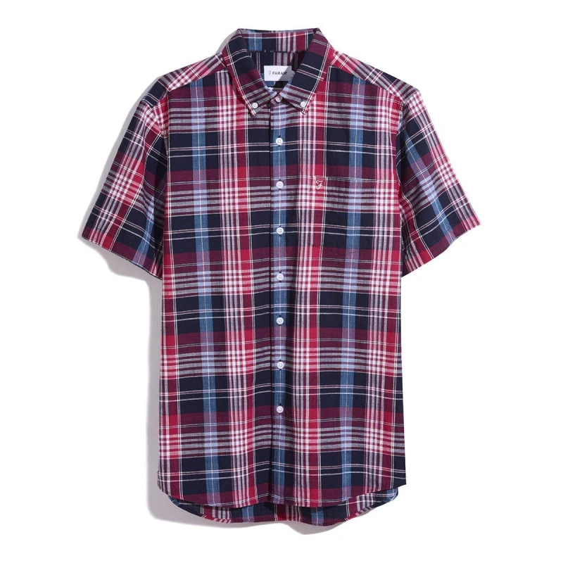 Image of Farah Holzman Short Sleeve Check Shirt - Red Red S