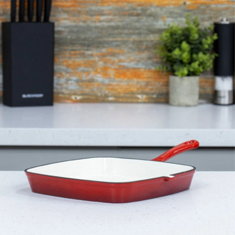 Image of Blackmoor Cast Iron 23.5cm Griddle Pan - Red